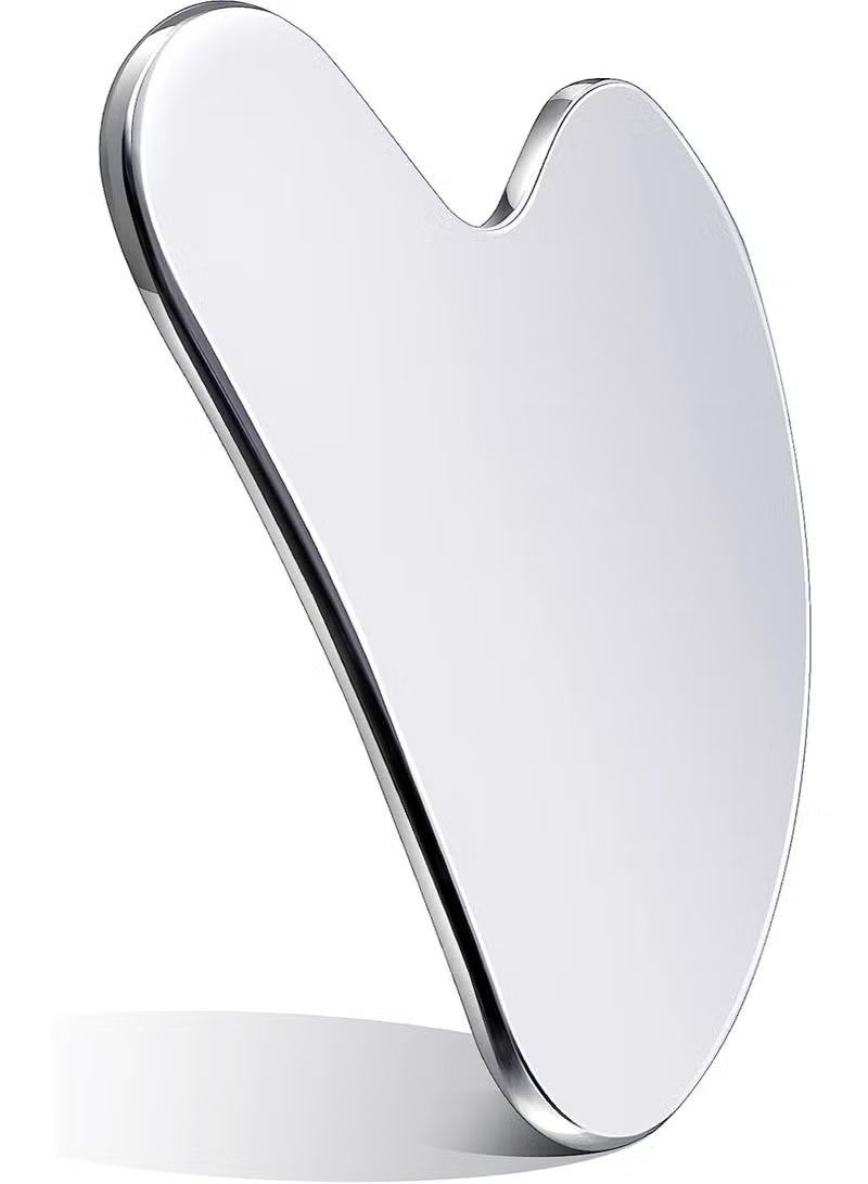 MOSH Stainless Steel Gua Sha Tool Facial Gua Sha Tool Tighten Skin Care Tools Massage Beauty Tool for Body Eyes Neck Massager with Travel Pouch (Heart model) - Image 1